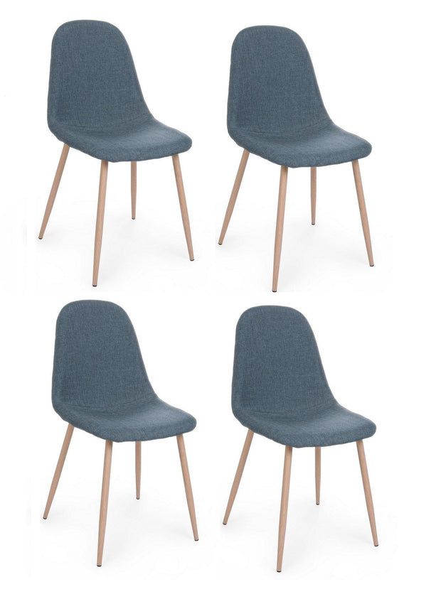 Set di 4 sedie da pranzo in tessuto Oakland Blu