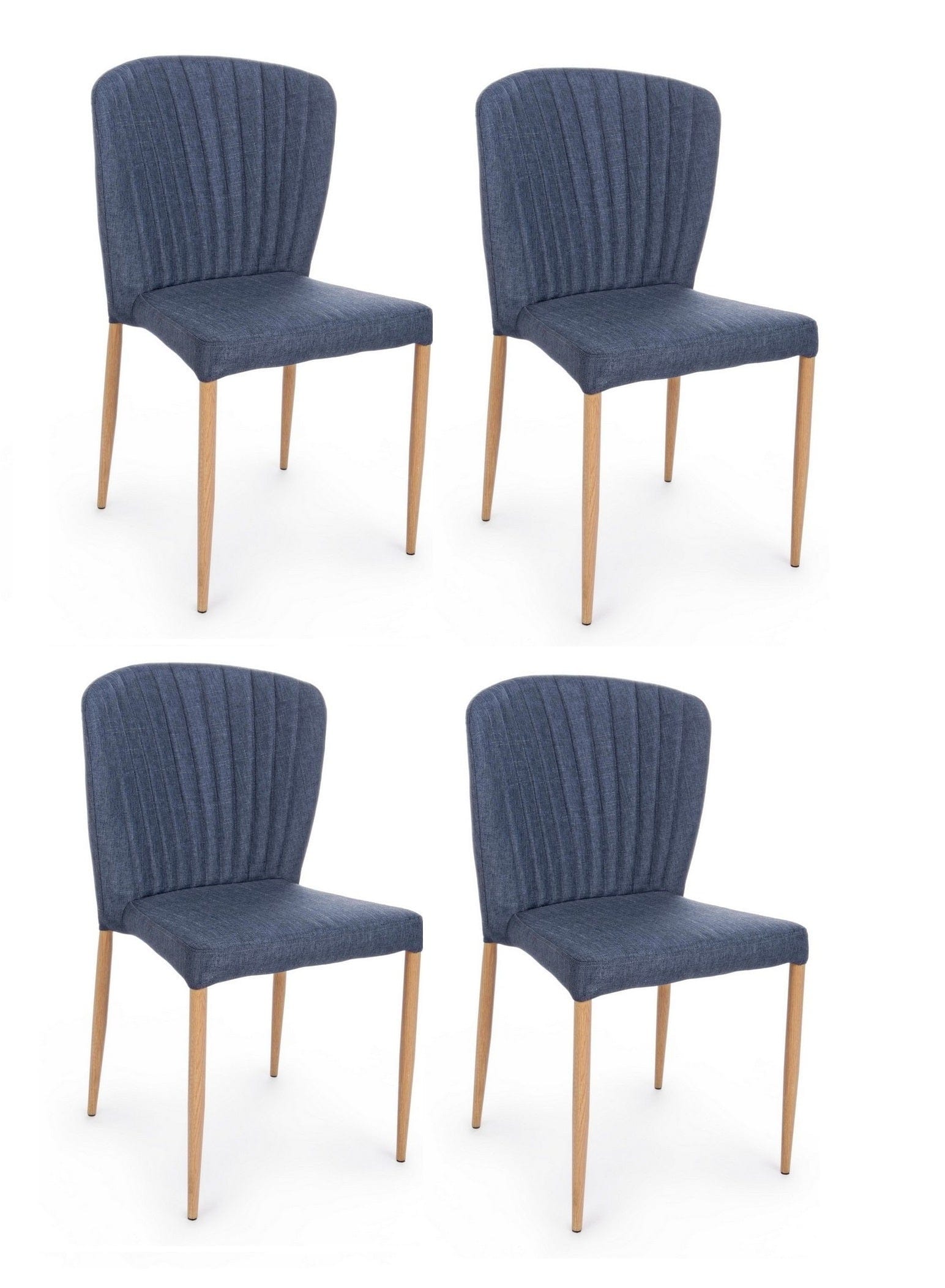 Set di 4 sedie da pranzo in tessuto Shell Blu