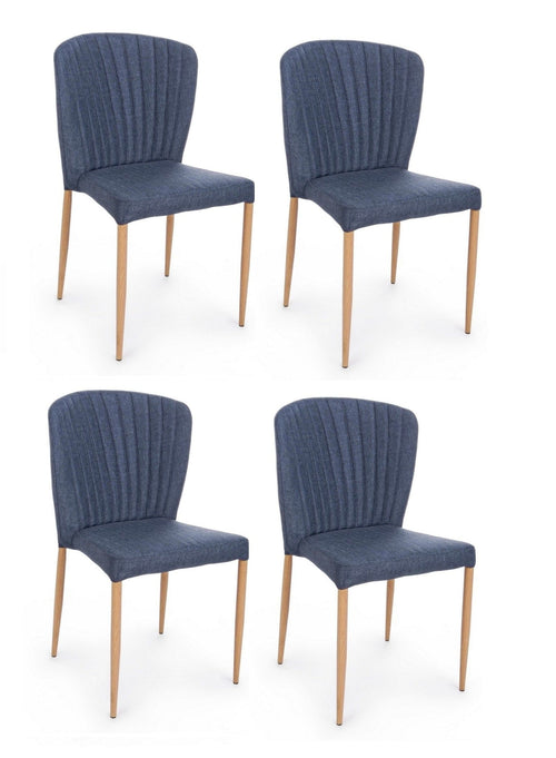 Set di 4 sedie da pranzo in tessuto Shell Blu