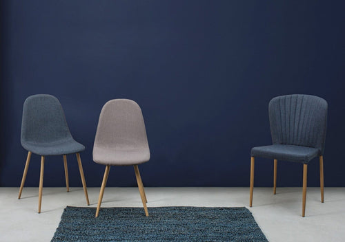 Set di 4 sedie da pranzo in tessuto Shell Blu (1)