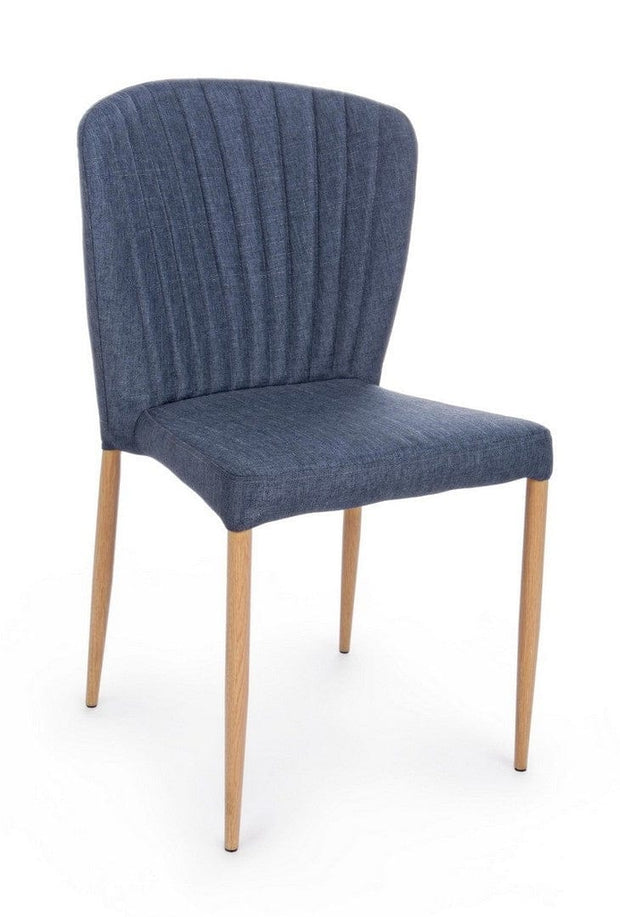 Set di 4 sedie da pranzo in tessuto Shell Blu (2)