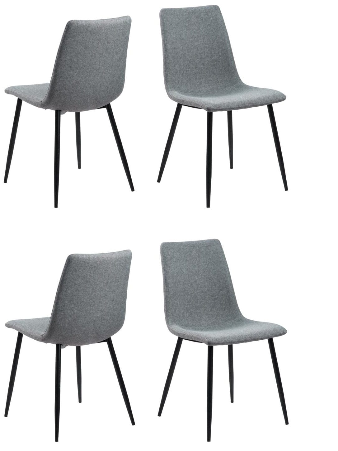 Set di 4 sedie da pranzo in tessuto Winnie Grigio
