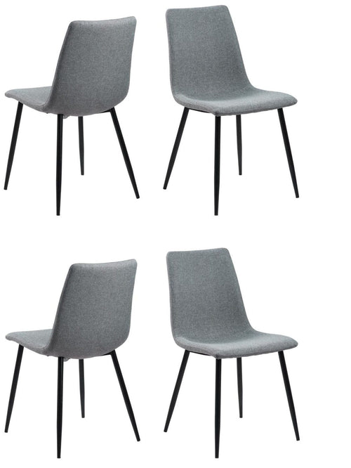Set di 4 sedie da pranzo in tessuto Winnie Grigio