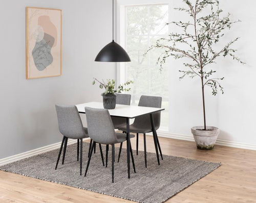 Set di 4 sedie da pranzo in tessuto Winnie Grigio (1)
