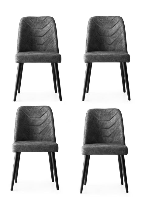 Set di 4 sedie da pranzo in velluto Dallas 527 Antracite