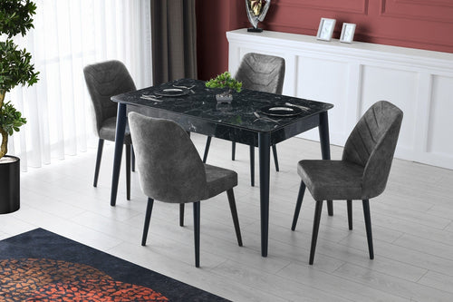 Set di 4 sedie da pranzo in velluto Dallas 527 Antracite (1)