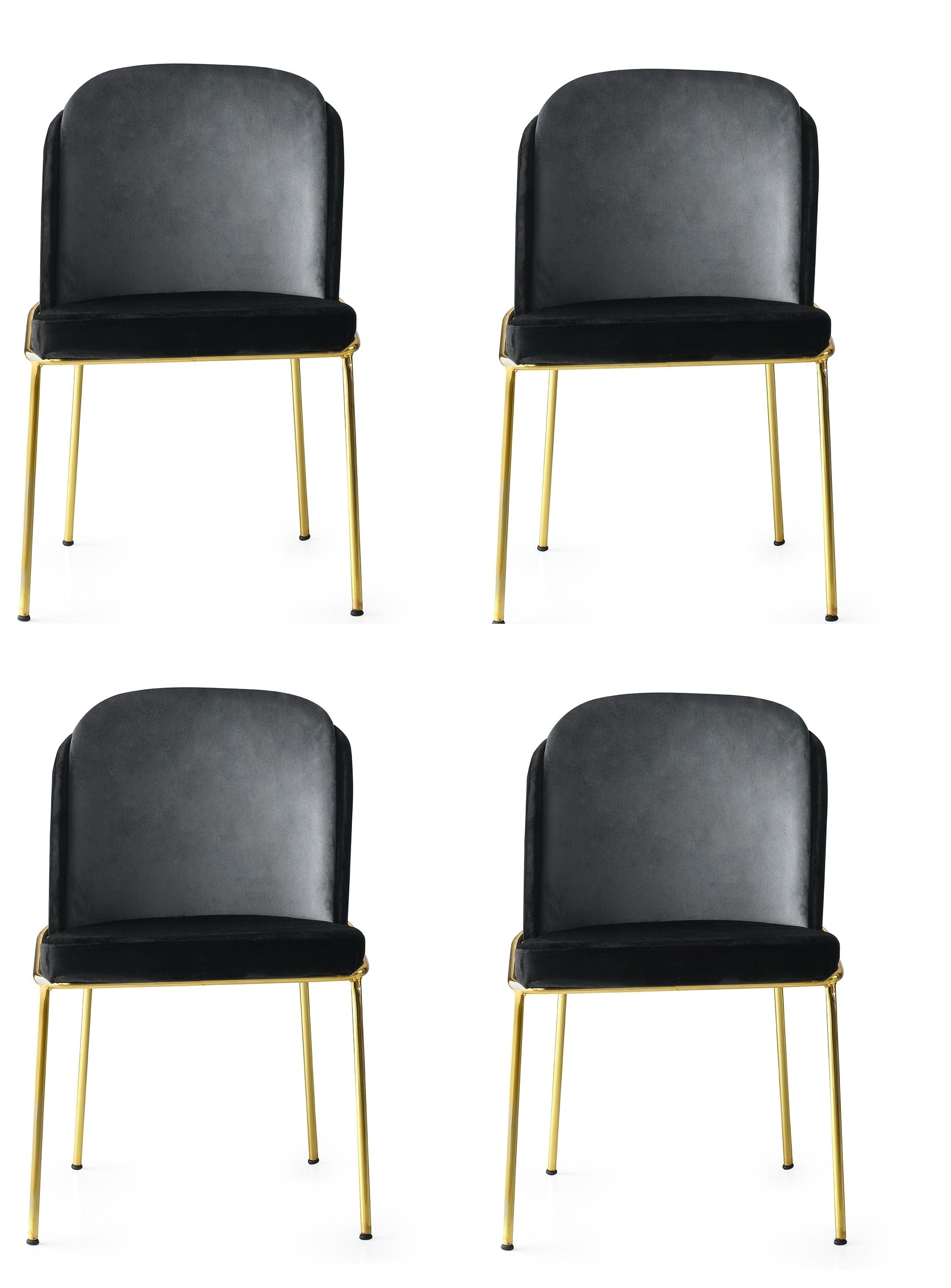 Set di 4 sedie da pranzo in velluto Dore 101 Nero