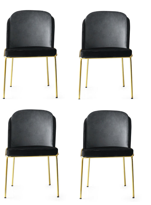 Set di 4 sedie da pranzo in velluto Dore 101 Nero