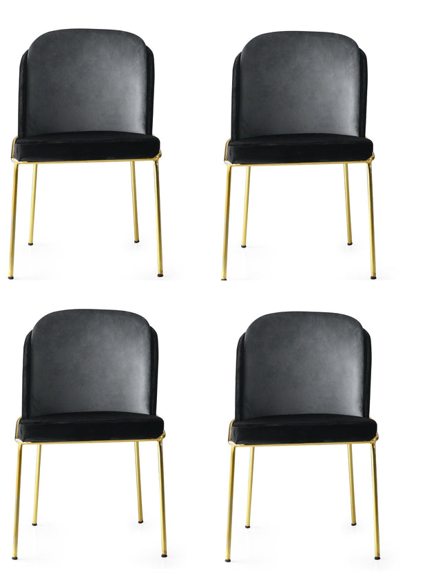 Set di 4 sedie da pranzo in velluto Dore 101 Nero