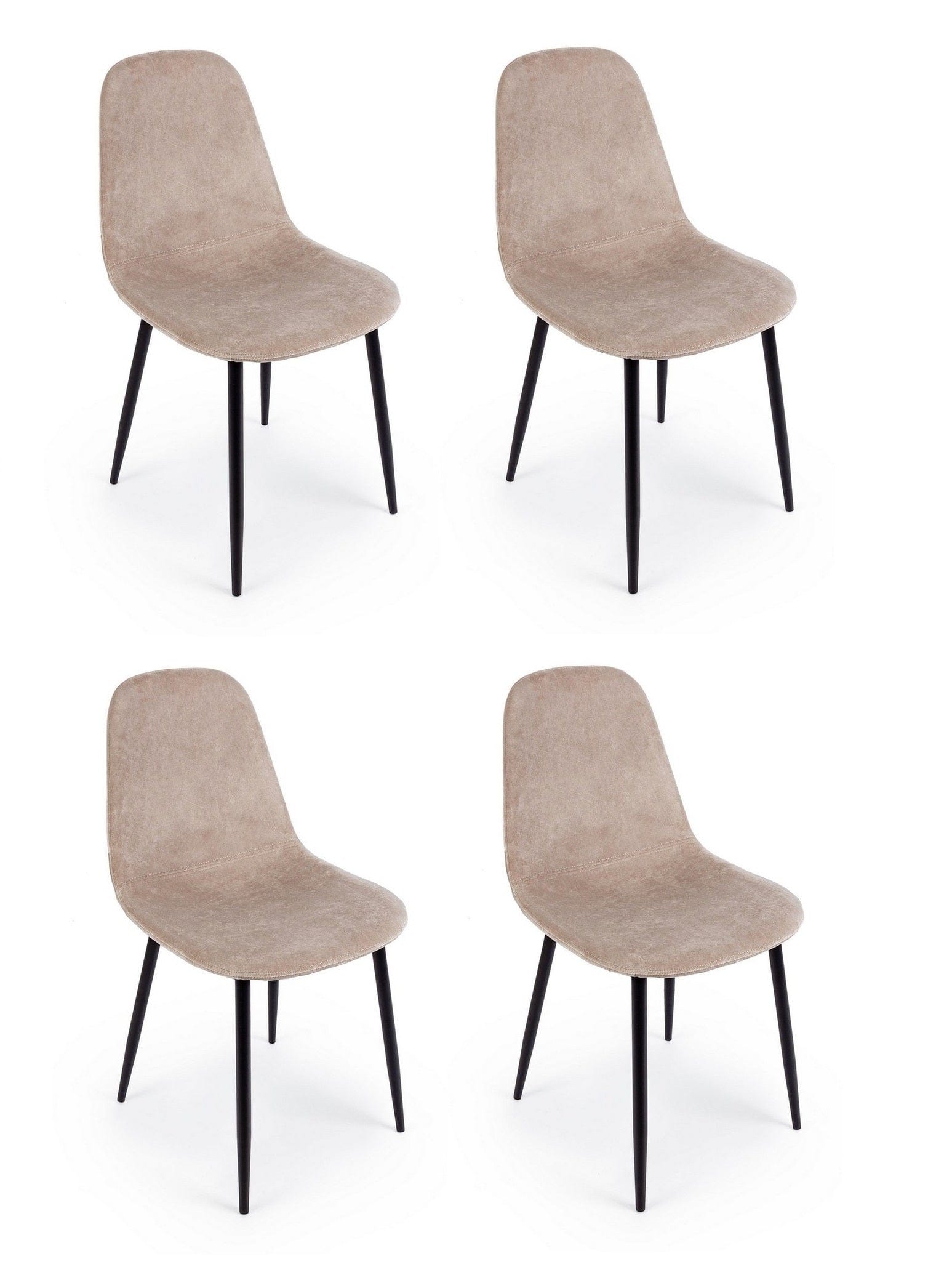 Set di 4 sedie da pranzo in velluto Irelia Cappuccino