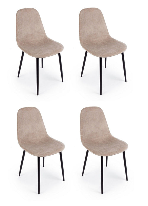 Set di 4 sedie da pranzo in velluto Irelia Cappuccino