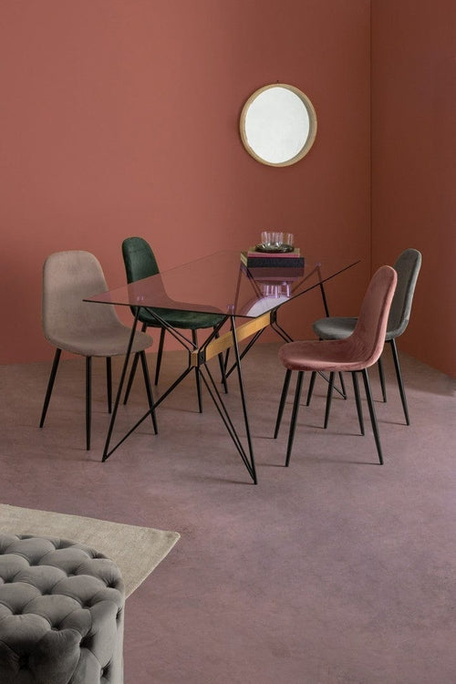 Set di 4 sedie da pranzo in velluto Irelia Cappuccino (1)