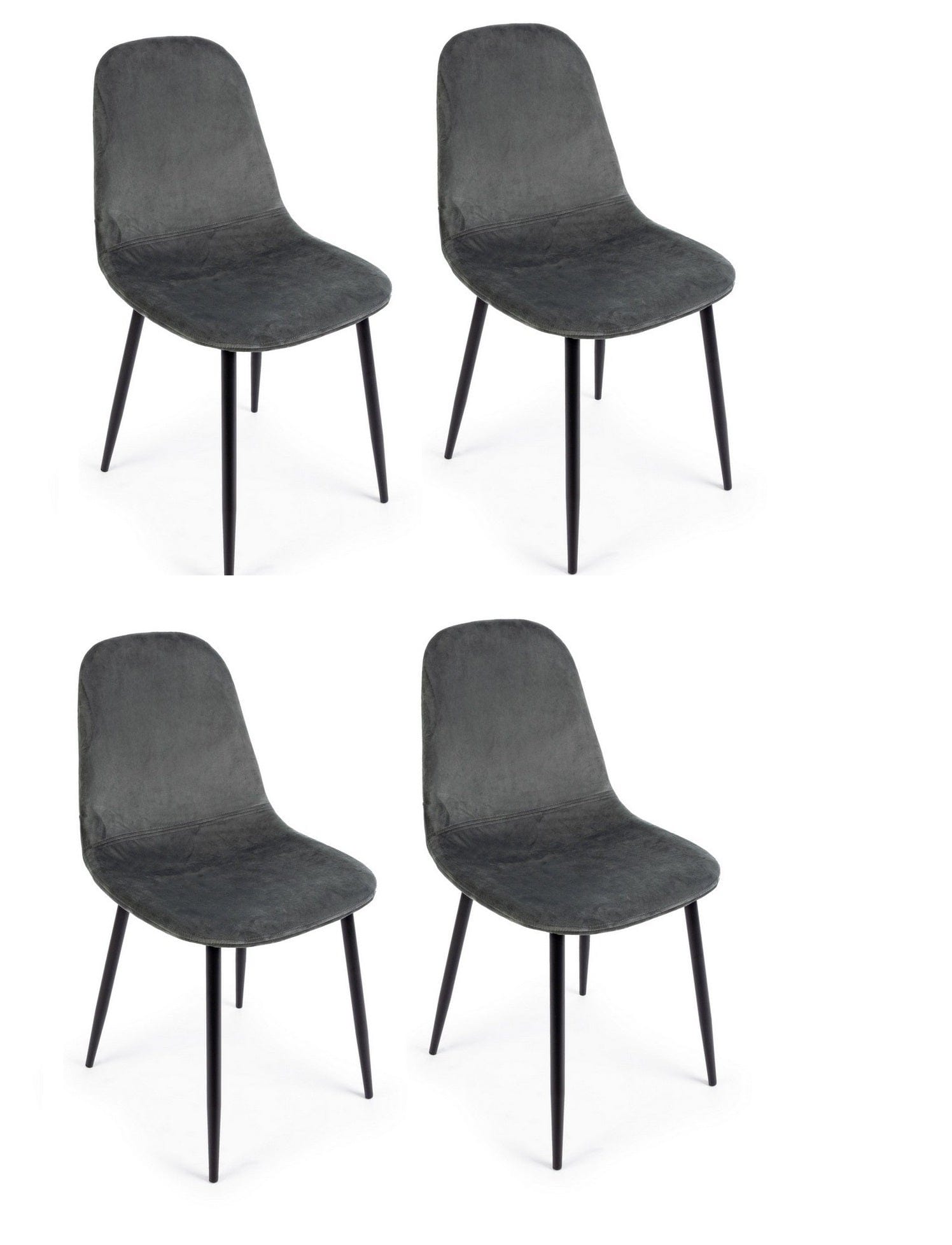 Set di 4 sedie da pranzo in velluto Irelia Grigio