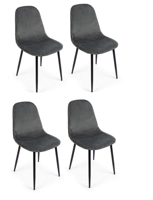 Set di 4 sedie da pranzo in velluto Irelia Grigio