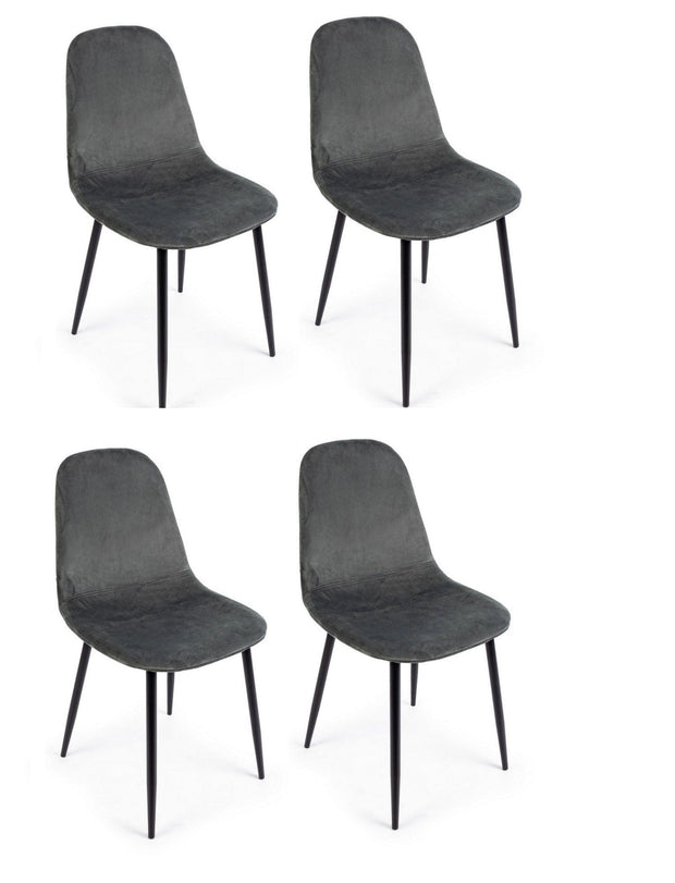 Set di 4 sedie da pranzo in velluto Irelia Grigio