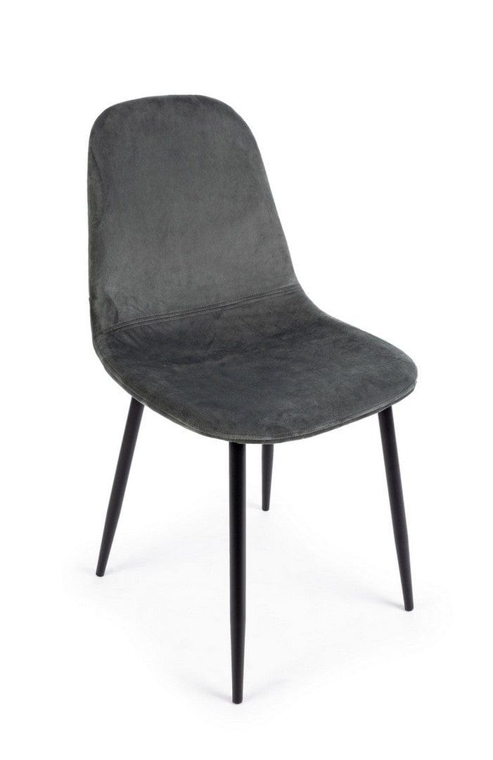 Set di 4 sedie da pranzo in velluto Irelia Grigio (3)