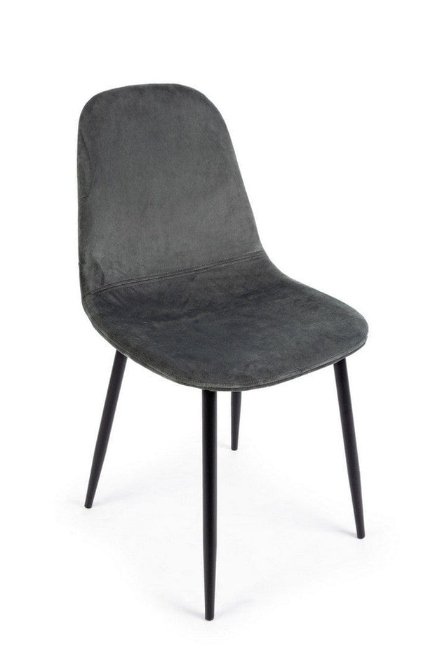 Set di 4 sedie da pranzo in velluto Irelia Grigio (3)