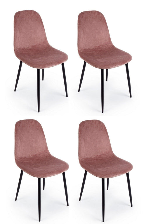 Set di 4 sedie da pranzo in velluto Irelia Rosa