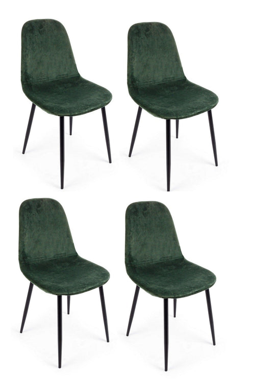 Set di 4 sedie da pranzo in velluto Irelia Verde