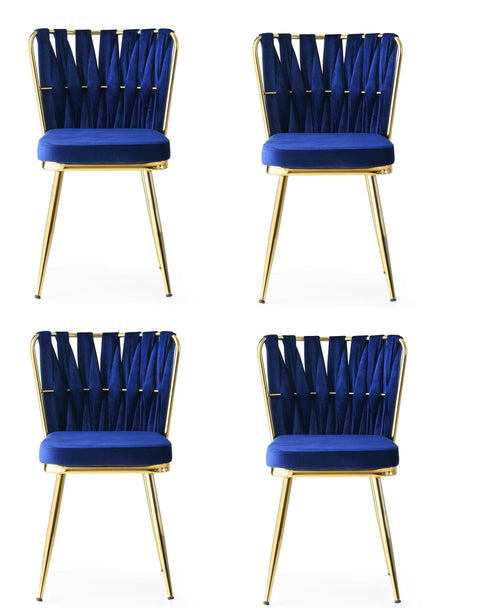 Set di 4 sedie da pranzo in velluto Kusa 142 Blu