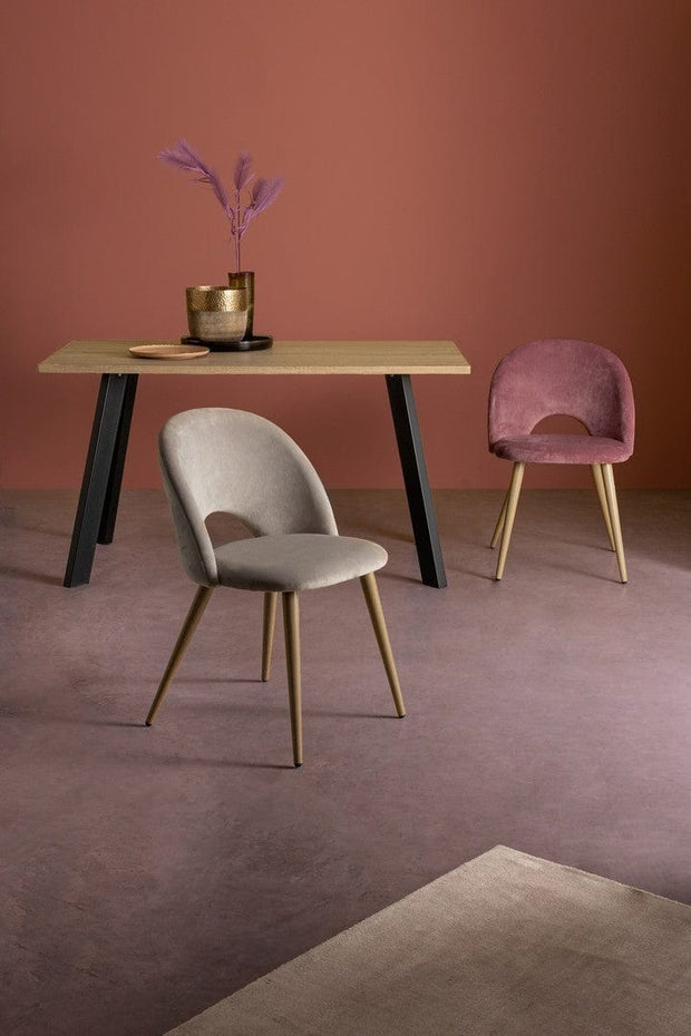 Set di 4 sedie da pranzo in velluto Linzey Cappuccino (1)