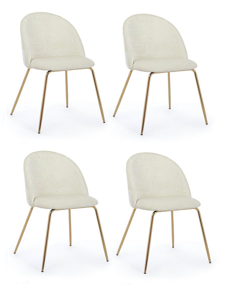 Set di 4 sedie da pranzo in velluto Tanya Bianco