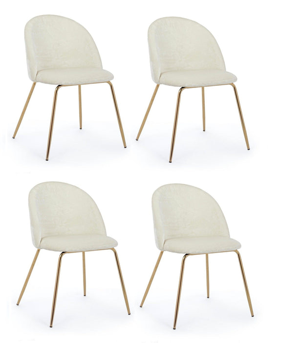 Set di 4 sedie da pranzo in velluto Tanya Bianco