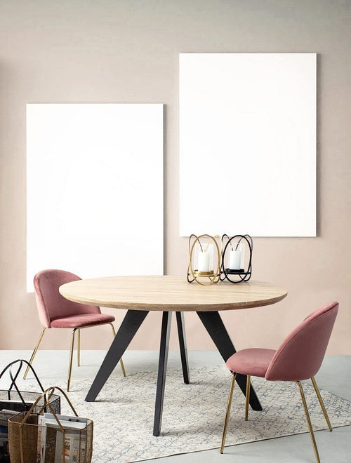 Set di 4 sedie da pranzo in velluto Tanya Rosa (1)