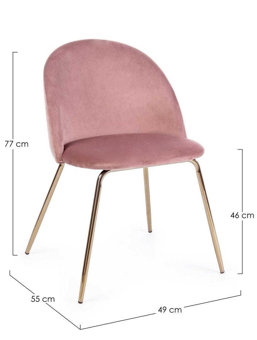 Set di 4 sedie da pranzo in velluto Tanya Rosa (6)