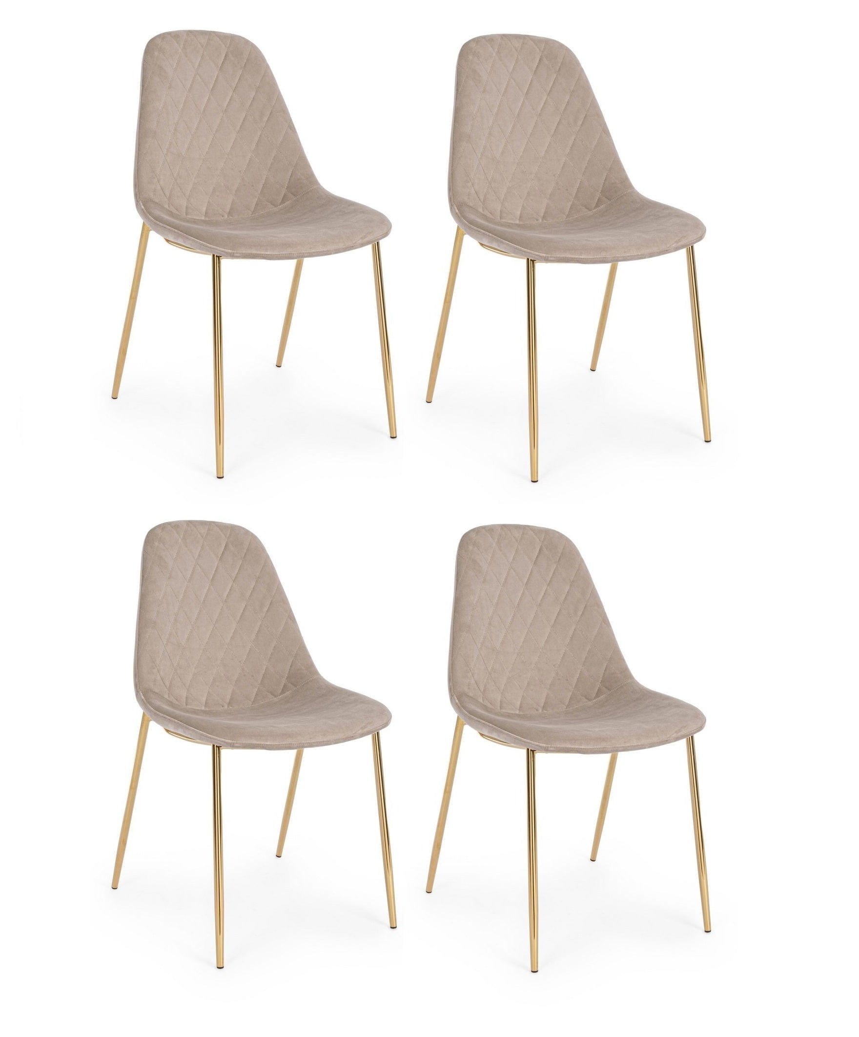 Set di 4 sedie da pranzo in velluto Terry Cappuccino