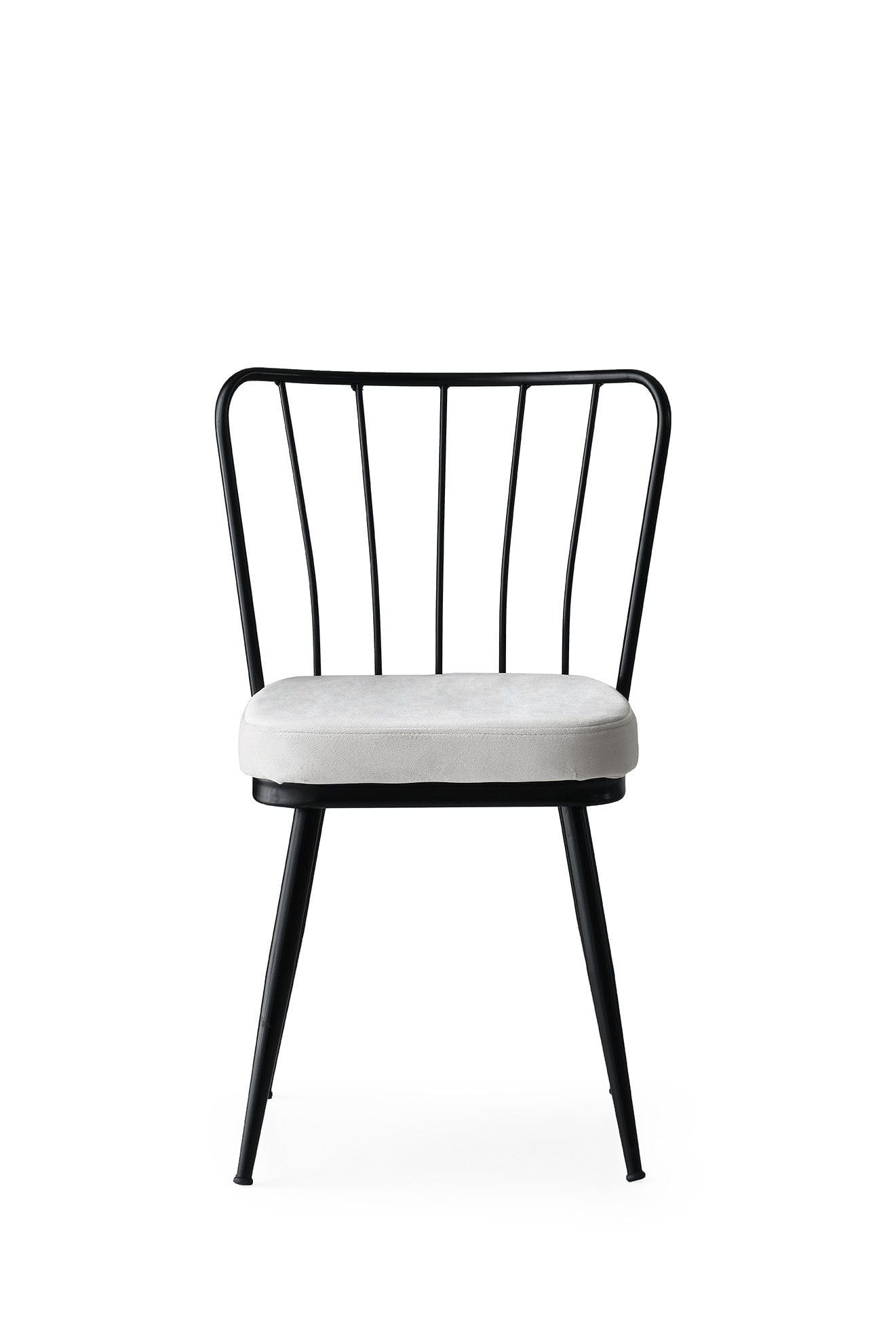 Set di 4 sedie da pranzo in velluto Yildiz 186 Bianco e Nero (3)