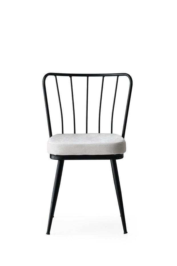 Set di 4 sedie da pranzo in velluto Yildiz 186 Bianco e Nero (3)