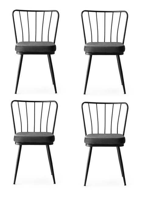 Set di 4 sedie da pranzo in velluto Yildiz 189 Grigio