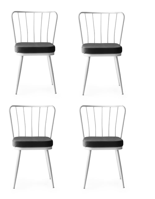 Set di 4 sedie da pranzo in velluto Yildiz 229 Grigio
