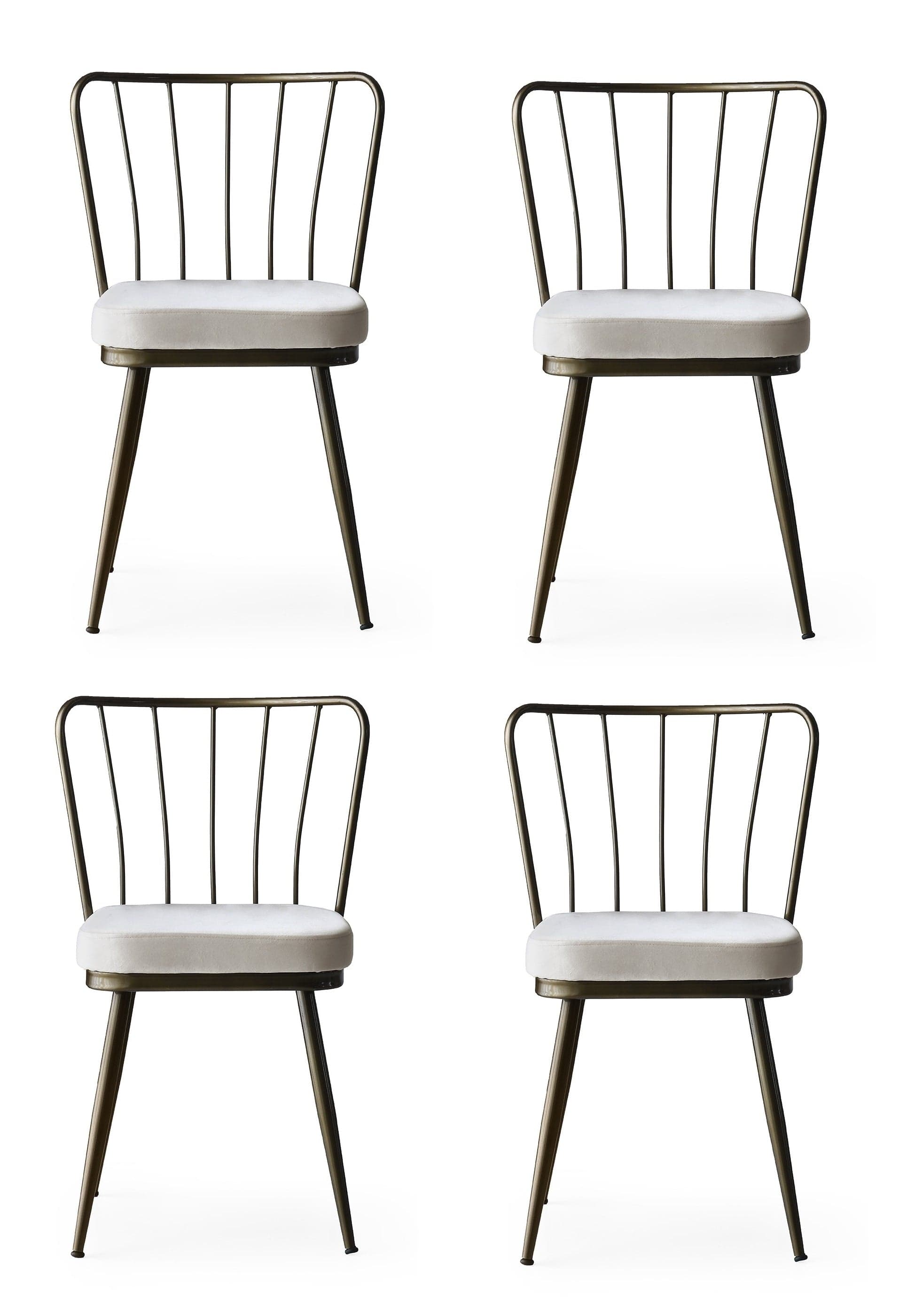 Set di 4 sedie da pranzo in velluto Yildiz 984 Bianco