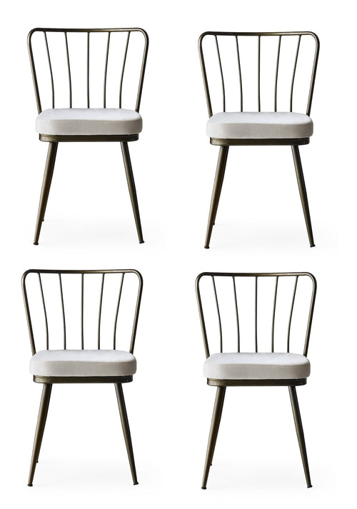 Set di 4 sedie da pranzo in velluto Yildiz 984 Bianco