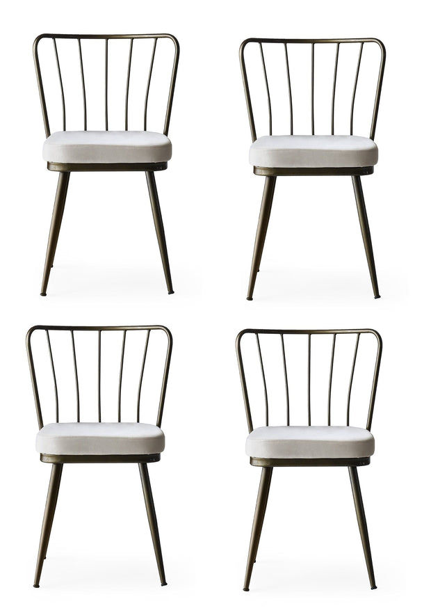 Set di 4 sedie da pranzo in velluto Yildiz 984 Bianco