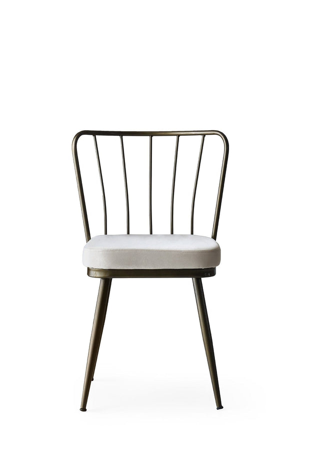 Set di 4 sedie da pranzo in velluto Yildiz 984 Bianco (2)