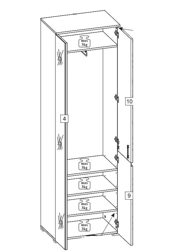 Set di 5 mobili da corridoio in MDF e pallet Gabrielle White (7)
