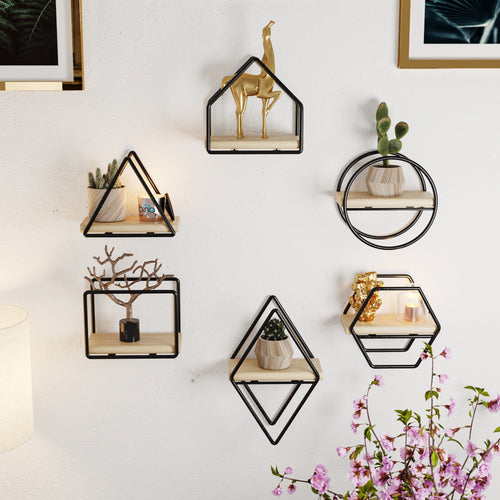 Set di 6 scaffali da muro Montessori Nero