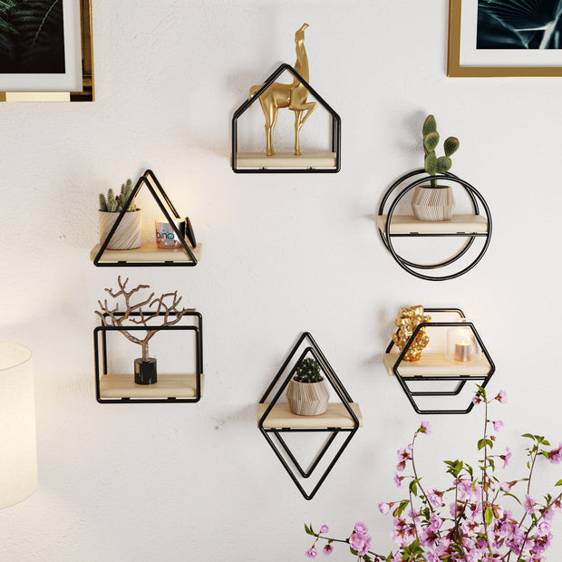 Set di 6 scaffali da muro Montessori Nero