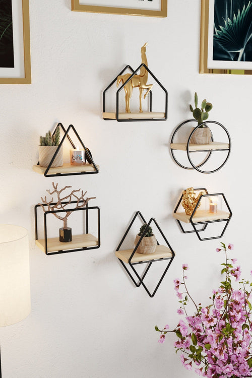 Set di 6 scaffali da muro Montessori Nero (1)