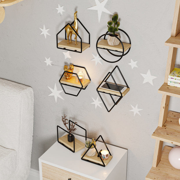 Set di 6 scaffali da muro Montessori Nero (3)