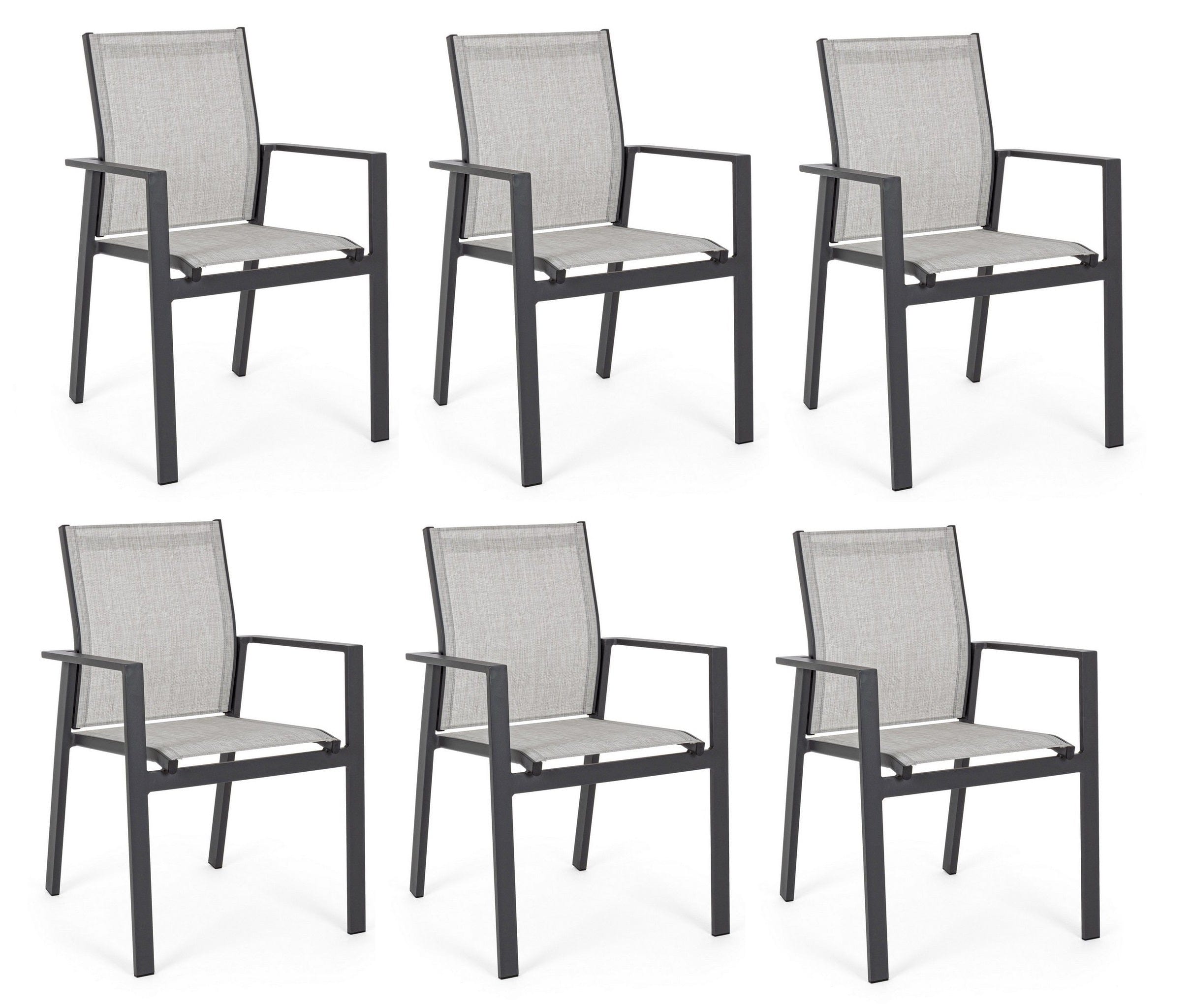Set di 6 sedie da giardino Crozet Grigio