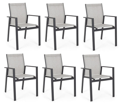 Set di 6 sedie da giardino Crozet Grigio