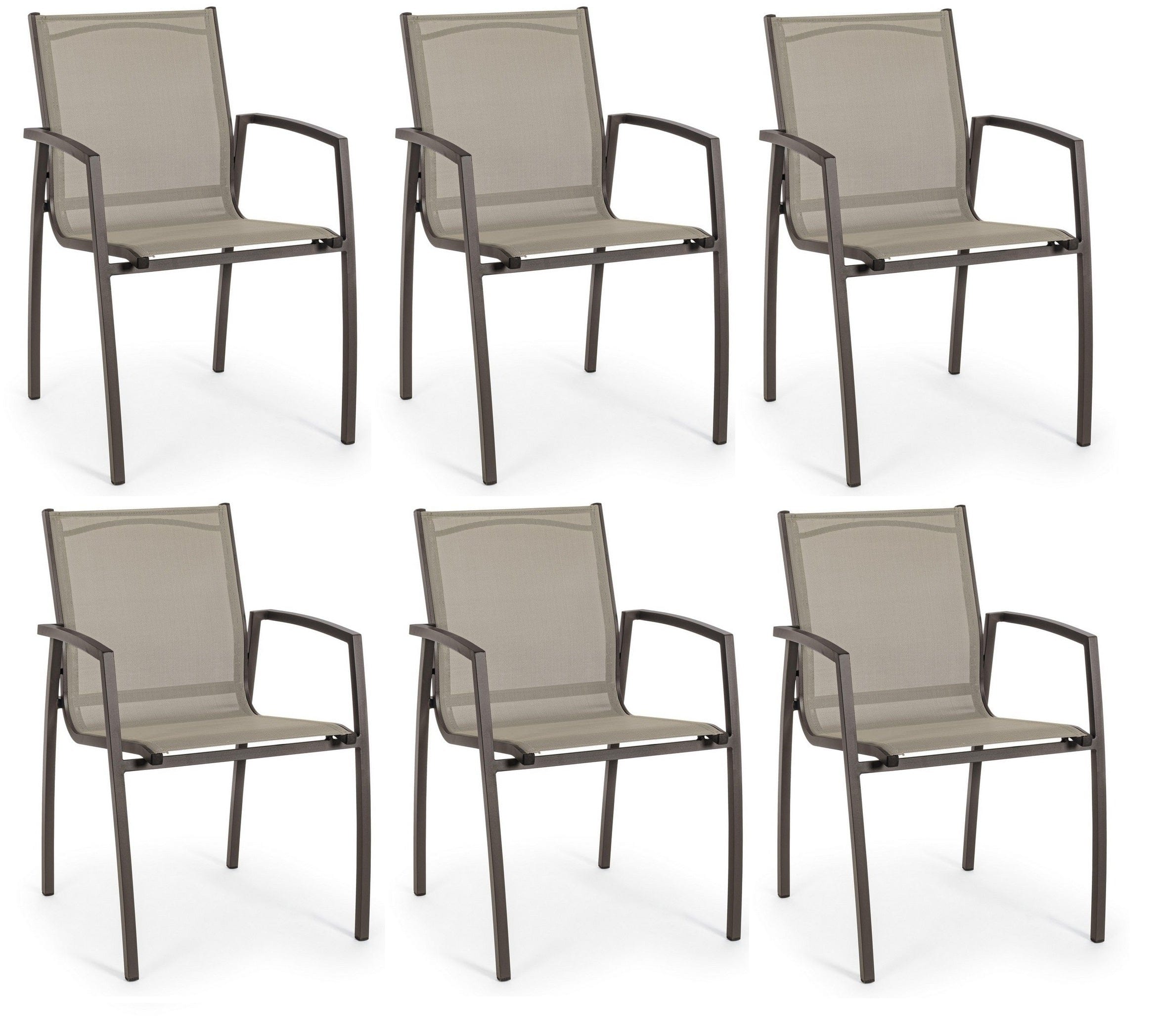 Set di 6 sedie da giardino Hilla Cappuccino