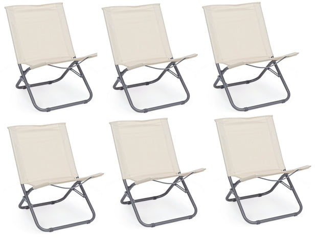 Set di 6 sedie da giardino pieghevole Ocean Crema