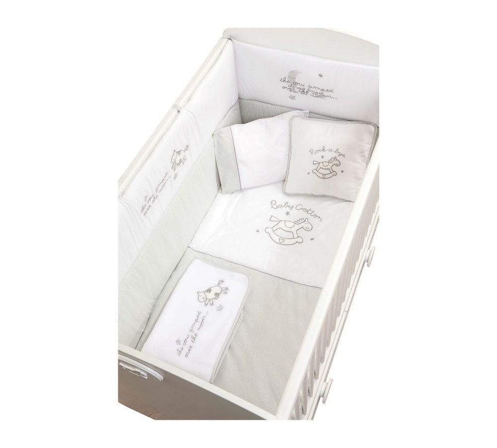 Set di biancheria per culla 9 pezzi Baby Cotton Bianco / Blu, 80 x 130 cm