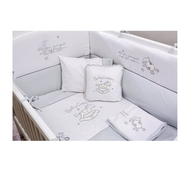 Set di biancheria per culla 9 pezzi Baby Cotton Bianco / Blu, 80 x 130 cm (1)