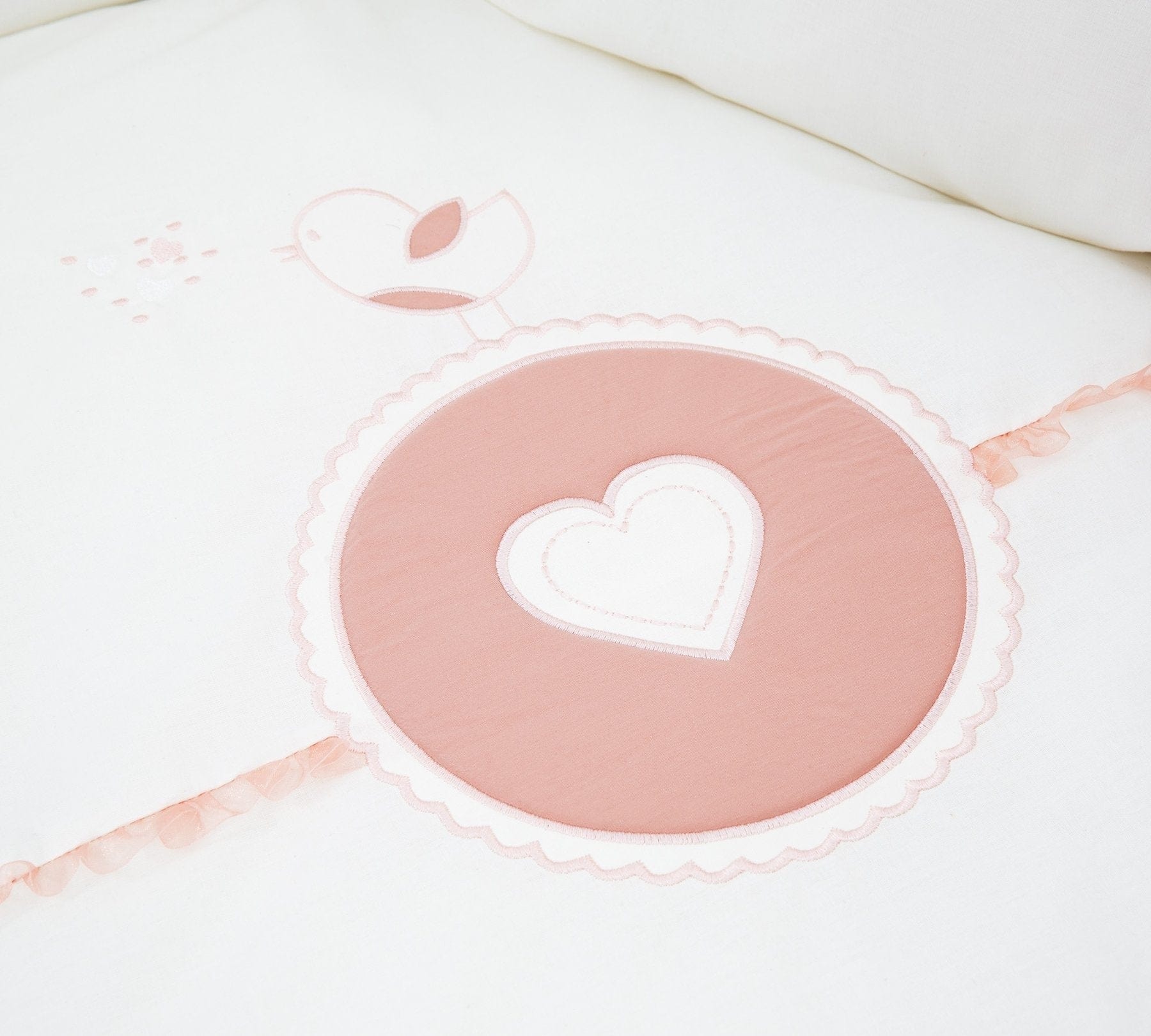 Set di biancheria per culla in cotone, 6 pezzi, Romantic Baby Bianco / Rosa, 80 x 130 cm (4)